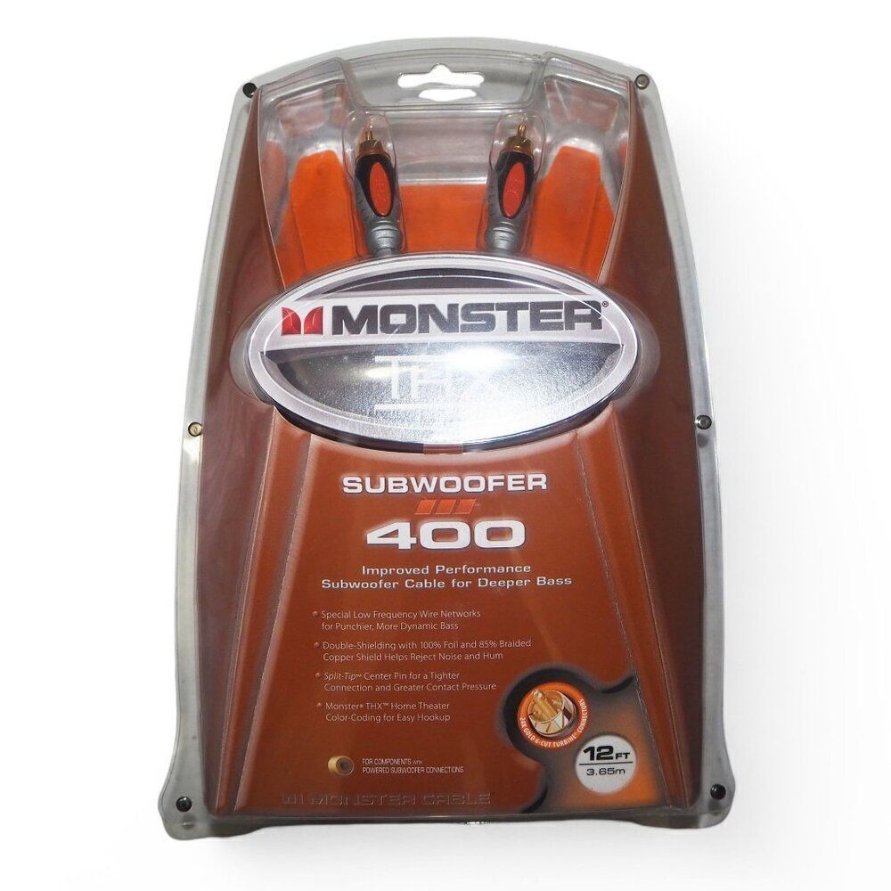 Monster THX‎ Subwoofer 400 Gold Contact Cable 12ft / 3.65m New Sealed